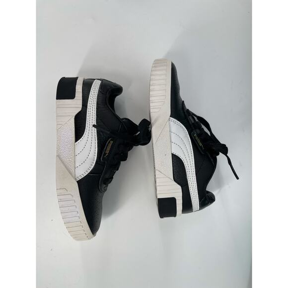 Puma Carina Platform Black Leather Sneakers Toddler Girl’s US Size 12C - Picture 5 of 8